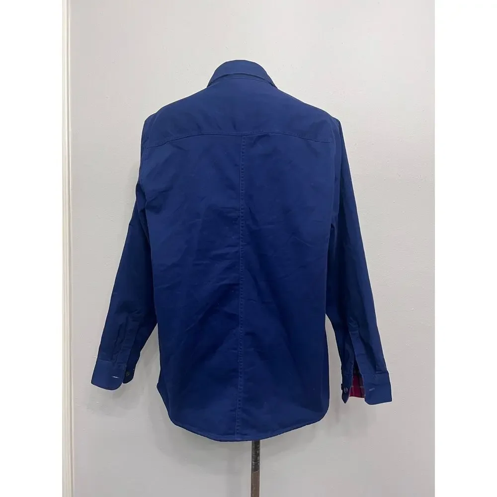 Lands’ End Jacket Men’s M Traditional Fit Blue Plaid Quilted‎ Lining Gorpcore